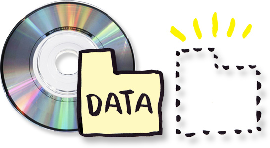 イメージイラスト：保存したつもりのCDに、データーが保存されていなかった！